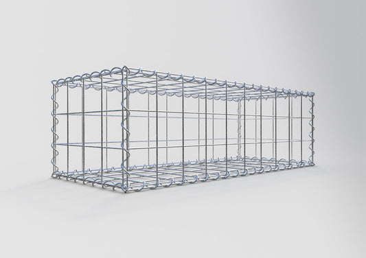 Schanskorf 100 cm x 30 cm x 40 cm (L x H x D), maaswijdte 10 cm x 10 cm, spiraalvormig