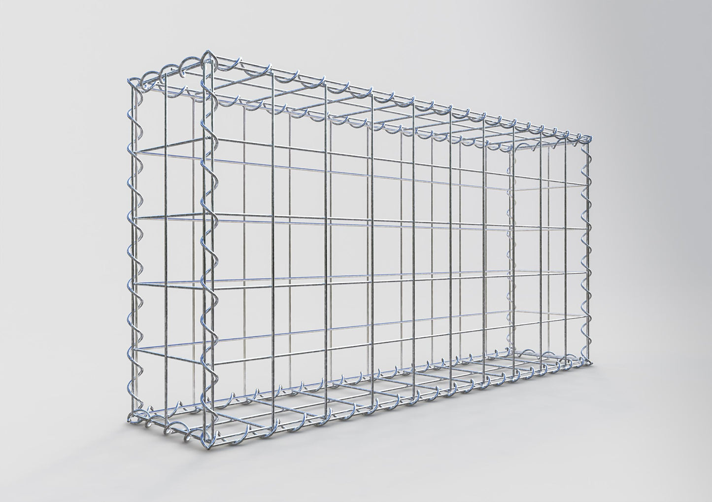 Schanskorf 100 cm x 50 cm x 20 cm (L x H x D), maaswijdte 10 cm x 10 cm, spiraalvormig