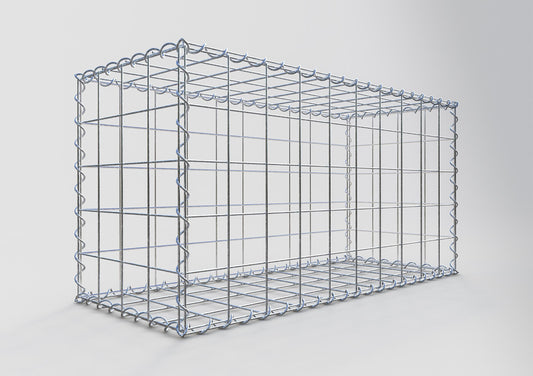 Schanskorf 100 cm x 50 cm x 40 cm (L x H x D), maaswijdte 10 cm x 10 cm, spiraalvormig