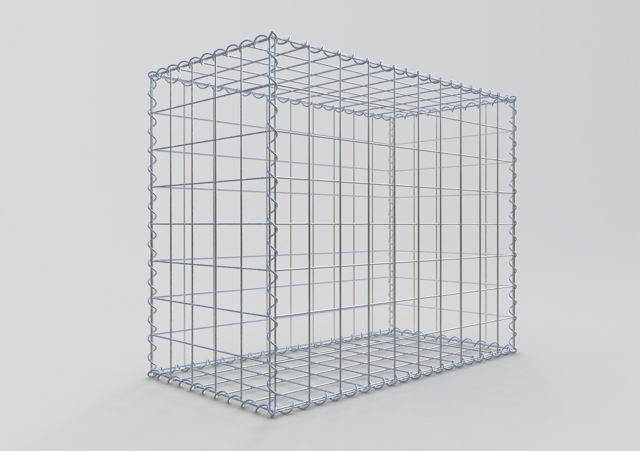 Schanskorf 100 cm x 80 cm x 50 cm (L x H x D), maaswijdte 10 cm x 10 cm, spiraalvormig