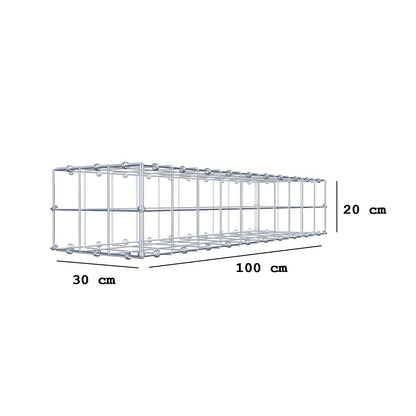 Gabione 100 cm x 20 cm x 30 cm (L x H x T), Maschenweite 10 x 10 cm, Spiralring