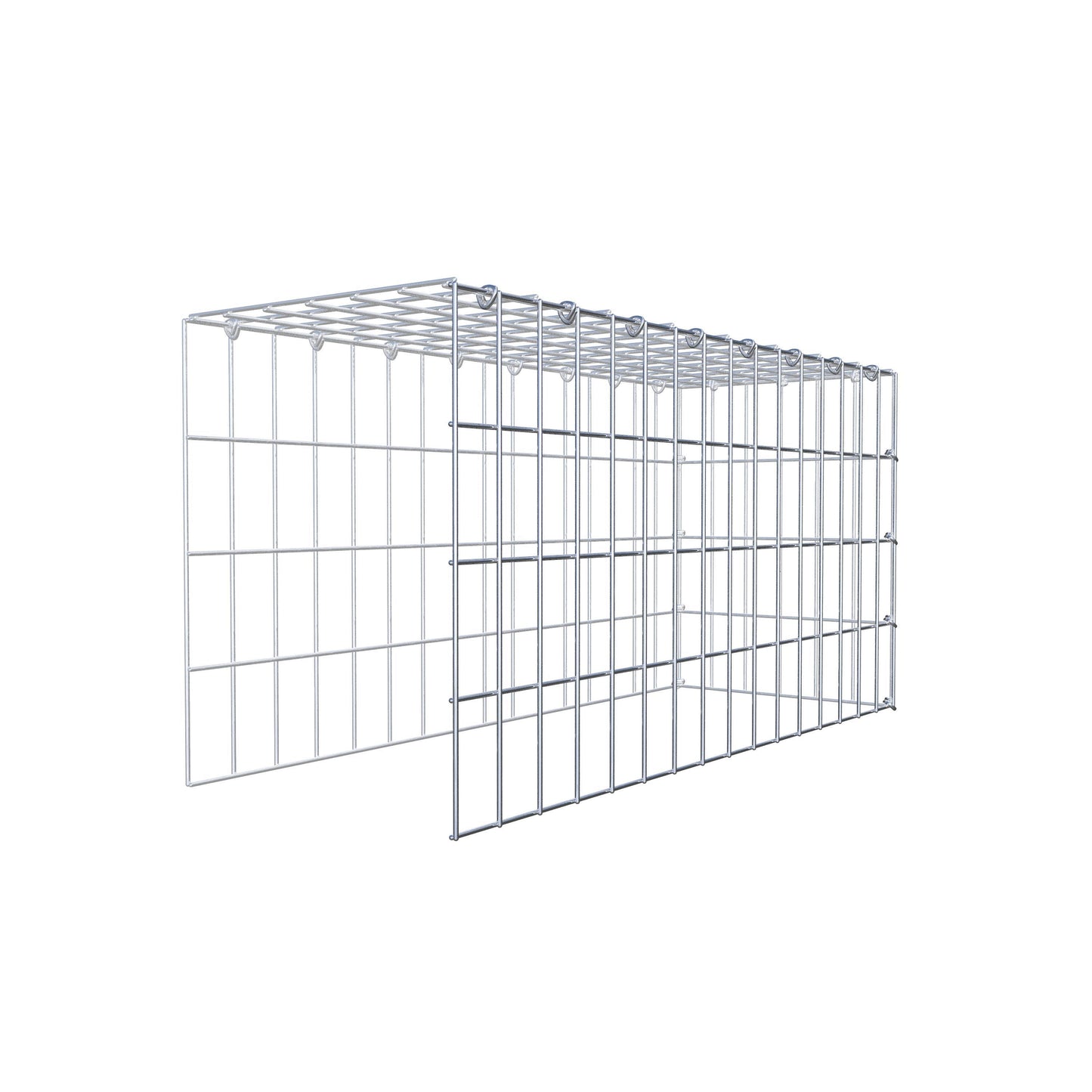 Monteret gabion type 4 80 cm x 40 cm x 30 cm (L x H x D), maskestørrelse 5 cm x 10 cm, C-ring