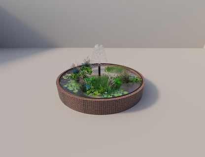 Schanskorven verhoogde vijver, rond, buitendiameter 352 cm, hoogte 50 cm, maaswijdte 5 x 5 cm, wanddikte 15 cm