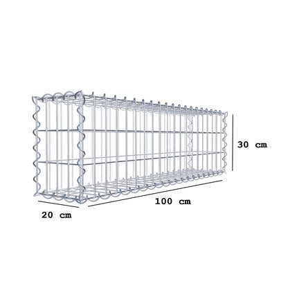Schanskorf 100 cm x 30 cm x 20 cm (L x H x D), maaswijdte 5 cm x 10 cm, spiraalvormig