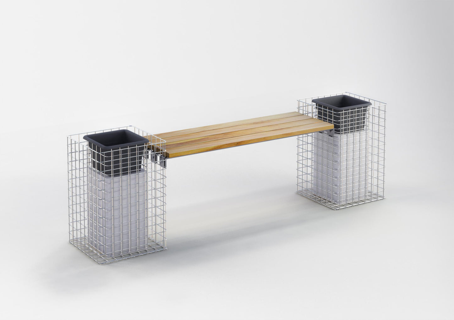 Havebænk med 2 blomstersøjler TEAK MW 5 x 5 cm, varmgalvaniseret