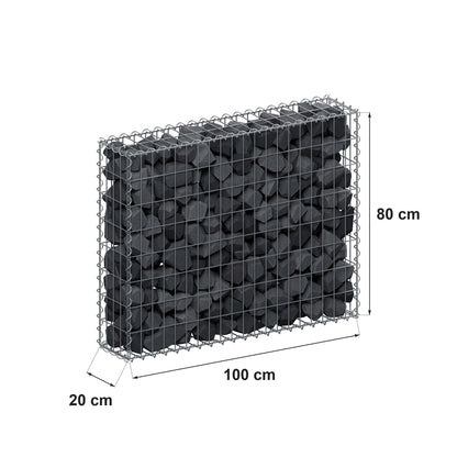 Gabion 100 cm x 80 cm x 20 cm (L x H x D), mesh size 5 cm x 10 cm, spiral