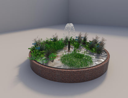 Gabion verhoogde vijver rond, buitendiameter 382 cm, hoogte 50 cm, maaswijdte 5 x 5 cm, wanddikte 15 cm
