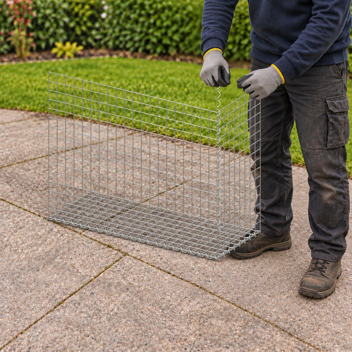 Gabion 100 cm x 80 cm x 40 cm (L x H x D), maskstorlek 5 cm x 5 cm, spiral