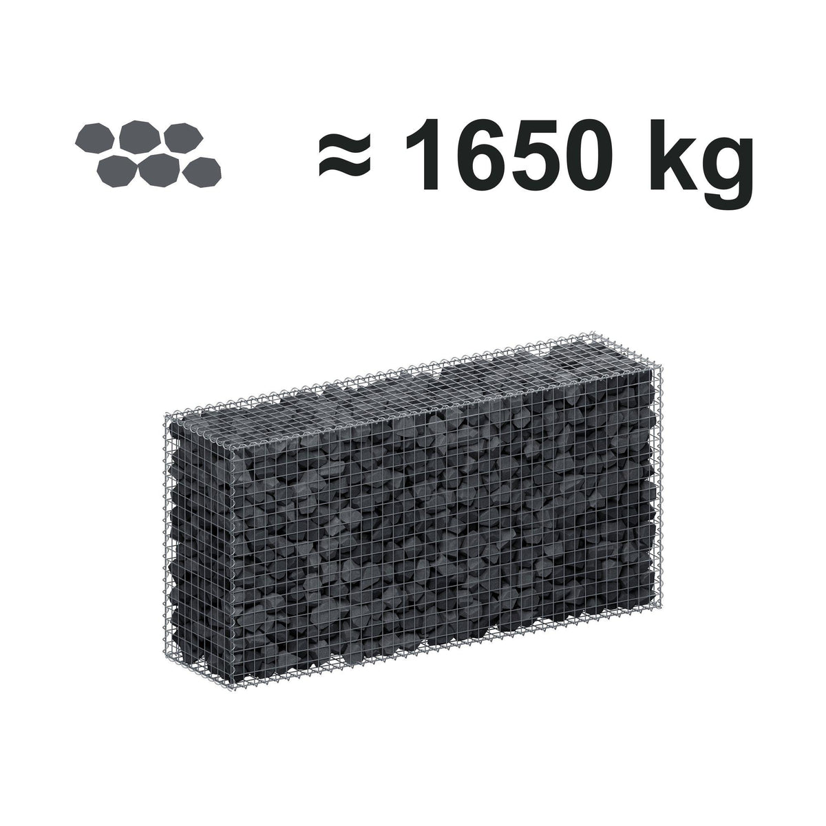 Gabbione 200 cm x 100 cm x 50 cm (L x H x P), maglia 5 cm x 5 cm, spirale