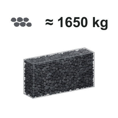 Gabbione 200 cm x 100 cm x 50 cm (L x H x P), maglia 5 cm x 5 cm, spirale