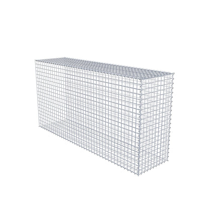 Opbouw schanskorf type 2 200 cm x 100 cm x 50 cm (L x H x D), maaswijdte 5 cm x 5 cm, spiraalvormig