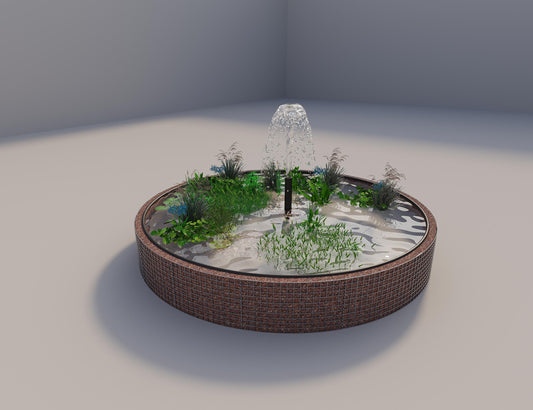 Schanskorven verhoogde vijver, rond, buitendiameter 352 cm, hoogte 50 cm, maaswijdte 5 x 5 cm, wanddikte 15 cm