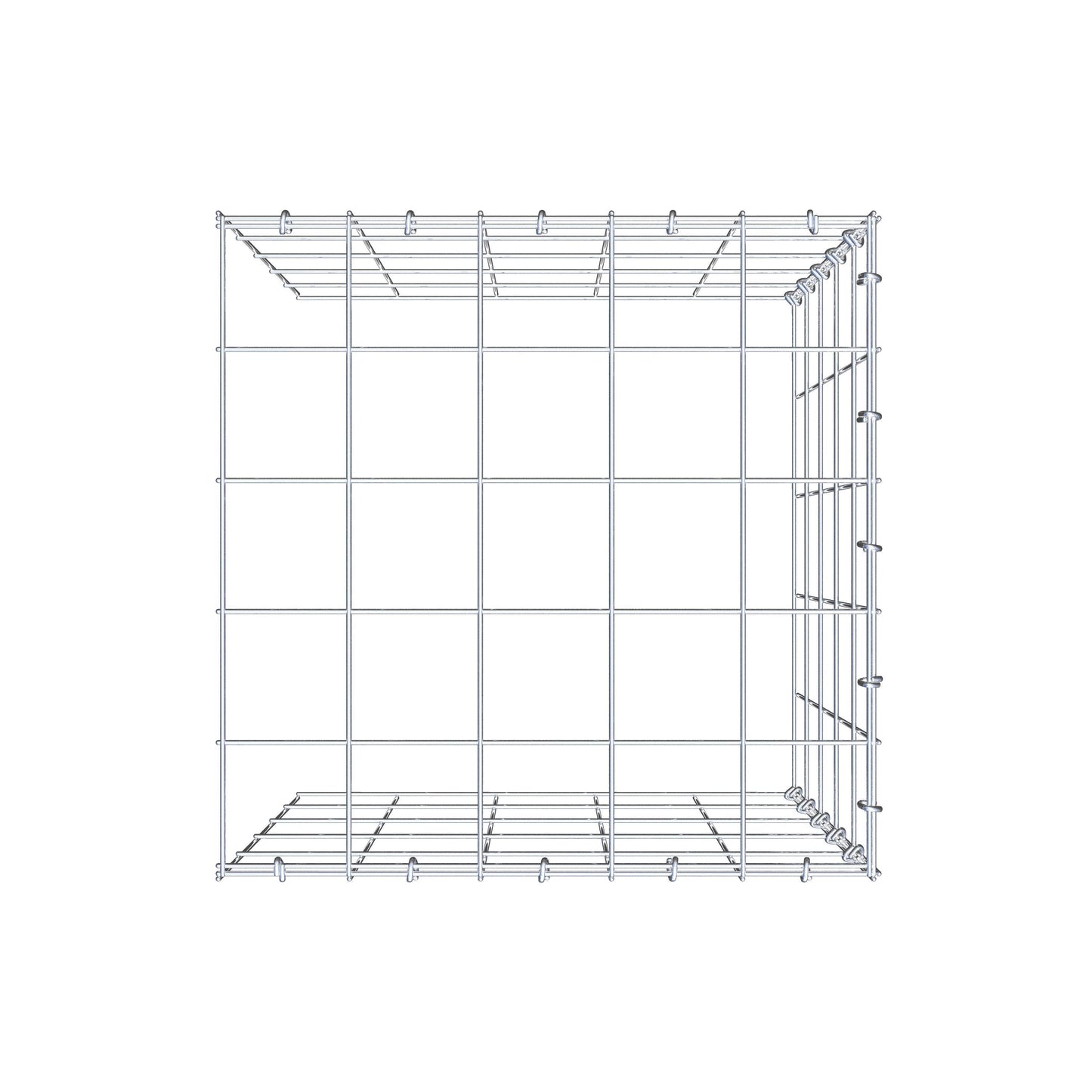 Opbouw schanskorf type 4 50 cm x 50 cm x 50 cm (L x H x D), maaswijdte 10 cm x 10 cm, C-ring