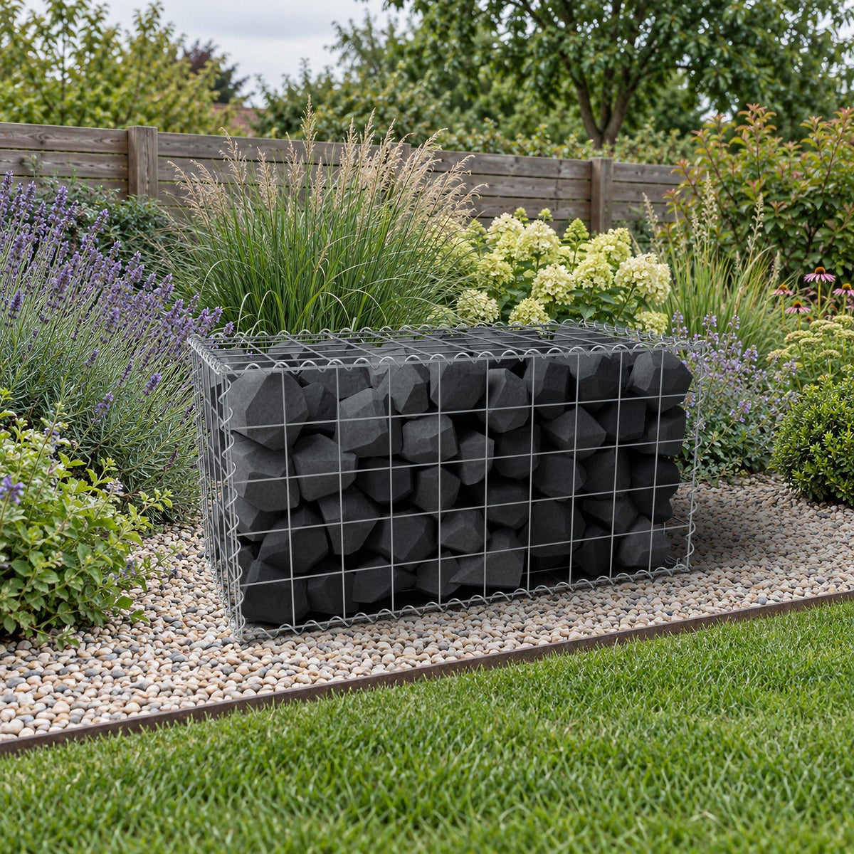 Gabion 100 cm x 50 cm x 50 cm (L x H x D), maskstorlek 10 cm x 10 cm, spiral