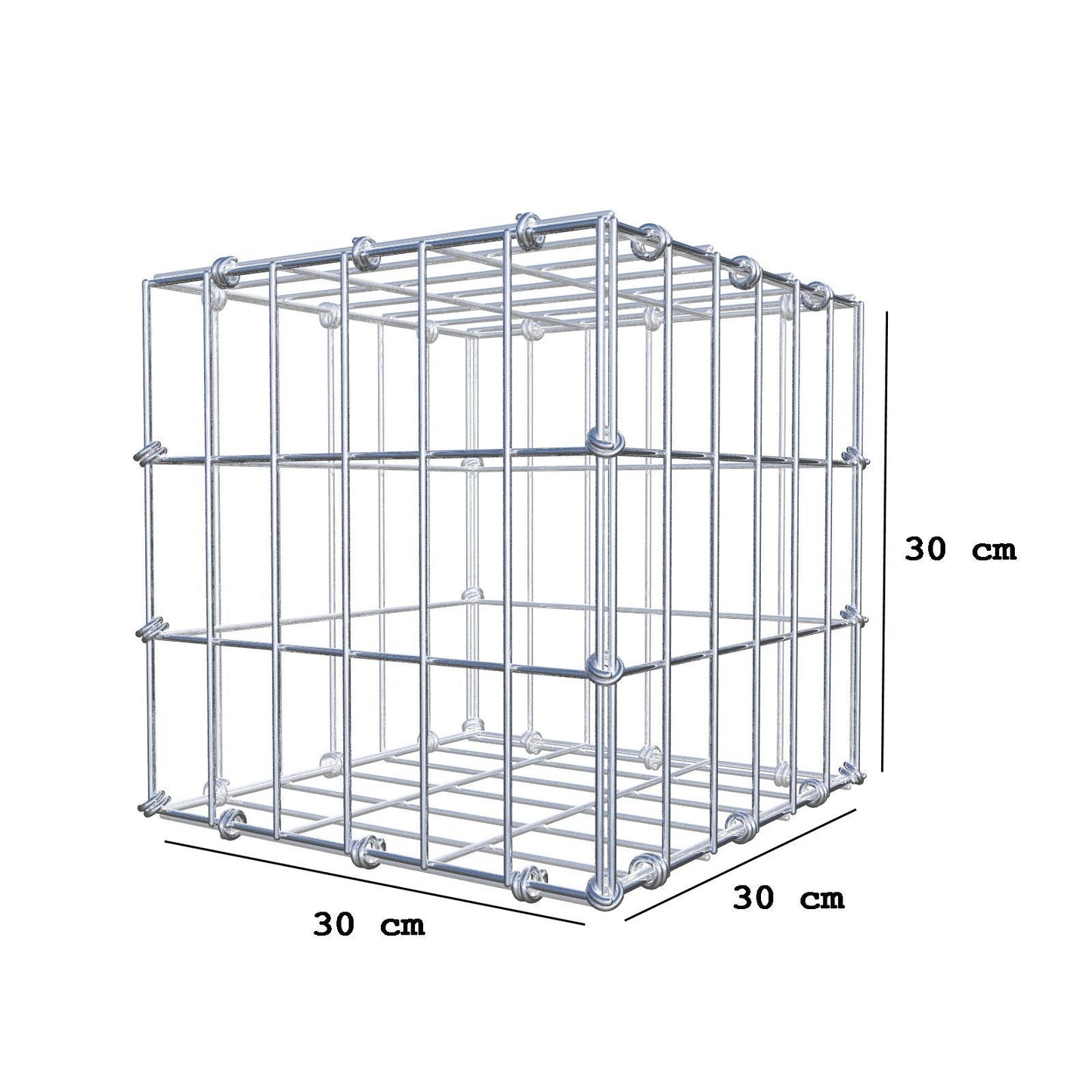 Schanskorf 30 cm x 30 cm x 30 cm (L x H x D), maaswijdte 5 x 10 cm, spiraalring