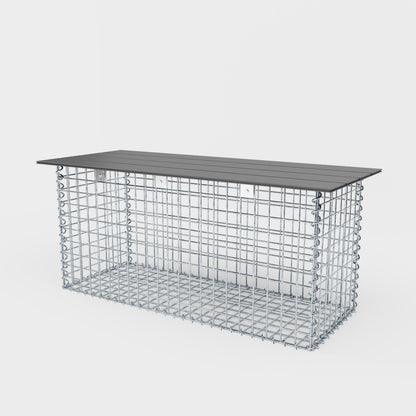 Banco de jardín de gaviones en espiral 105 x 50 x 50 cm - MW 5 x 5 cm, con tablero reciclado en antracita