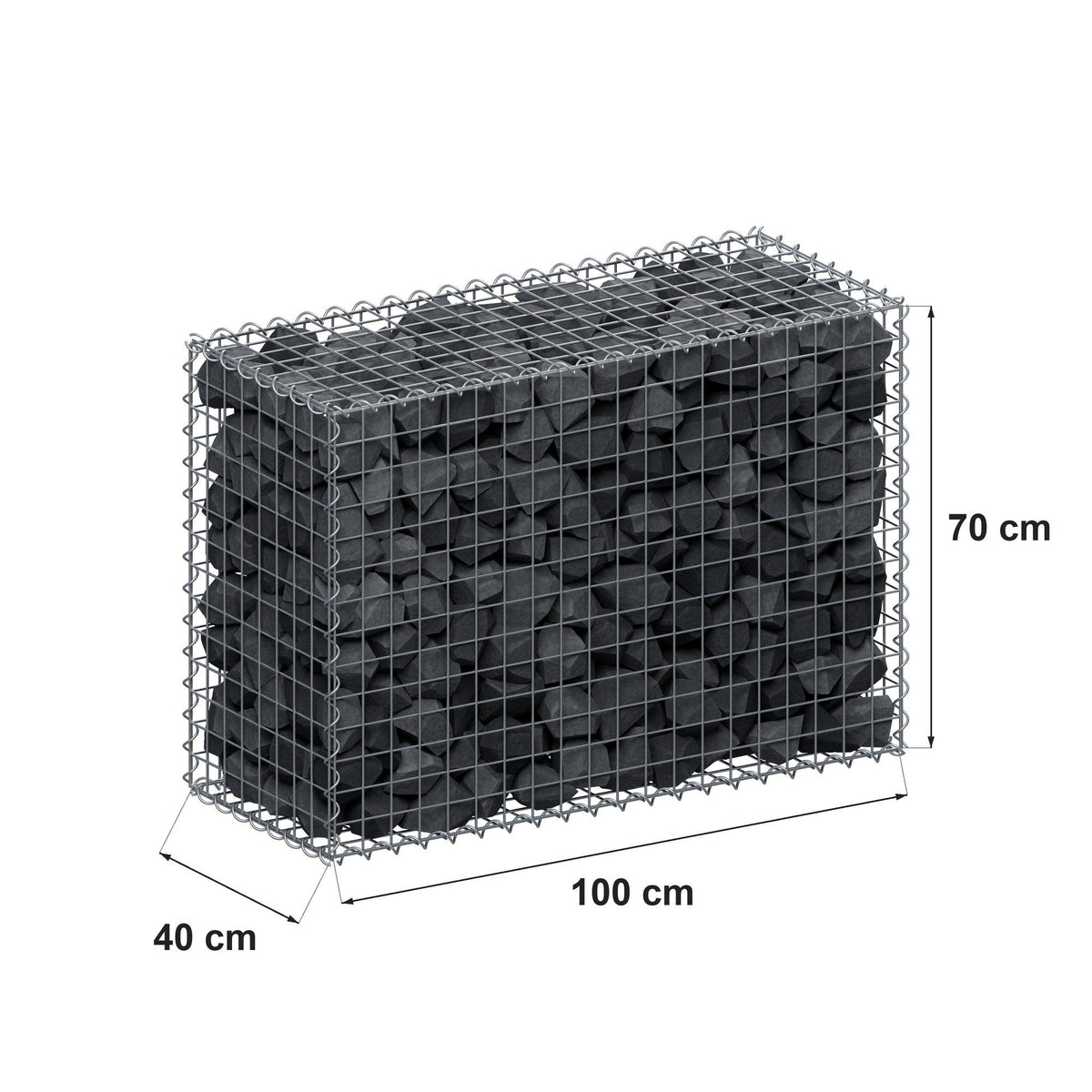 Schanskorf 100 cm x 70 cm x 40 cm (L x H x D), maaswijdte 5 cm x 5 cm, spiraalvormig