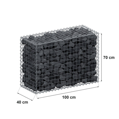 Schanskorf 100 cm x 70 cm x 40 cm (L x H x D), maaswijdte 5 cm x 5 cm, spiraalvormig