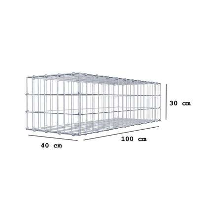 Gabione 100 cm x 30 cm x 40 cm (L x H x T), Maschenweite 5 x 10 cm, Spiralring