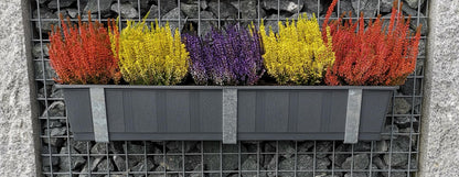 Portafioriera zincato in set da 3, incluso vaso per fiori, per gabbioni MW 5 x 5