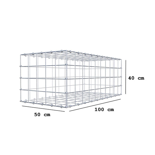 Schanskorf 100 cm x 40 cm x 50 cm (L x H x D), maaswijdte 10 x 10 cm, spiraalring