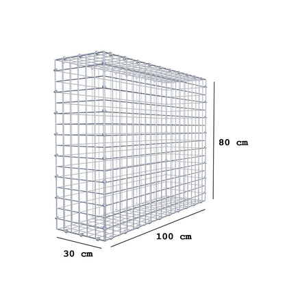 Gabião 100 cm x 80 cm x 30 cm (C x A x P), malhagem 5 x 5 cm, anel espiral