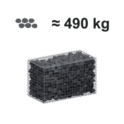 Schanskorf 100 cm x 60 cm x 50 cm (L x H x D), maaswijdte 5 cm x 5 cm, spiraalvormig