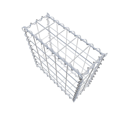 Schanskorf 50 cm x 50 cm x 20 cm (L x H x D), maaswijdte 10 cm x 10 cm, spiraalvormig