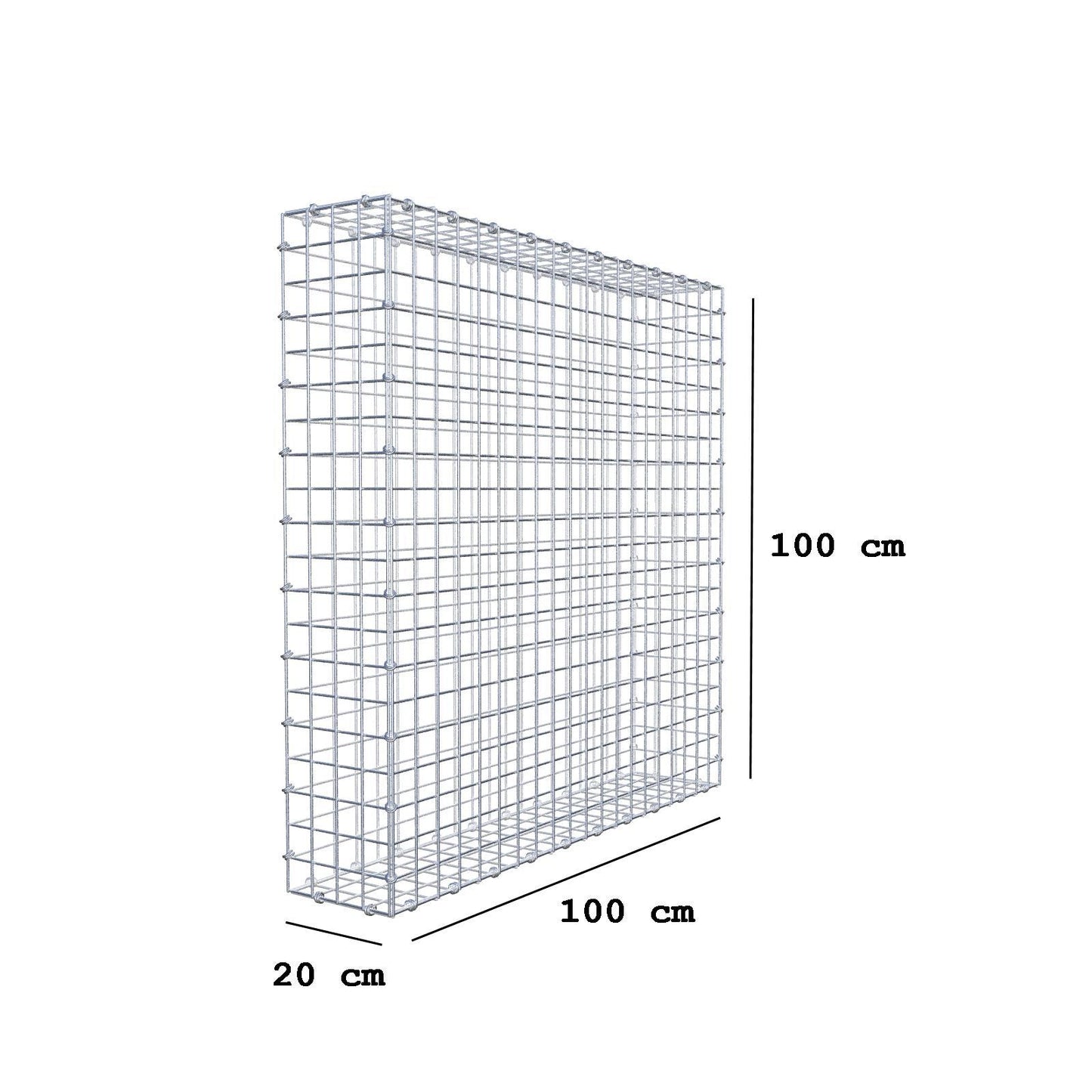 Schanskorf 100 cm x 100 cm x 20 cm (L x H x D), maaswijdte 5 x 5 cm, spiraalring