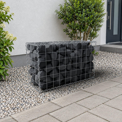 Schanskorf 100 cm x 60 cm x 40 cm (L x H x D), maaswijdte 10 cm x 10 cm, spiraalvormig