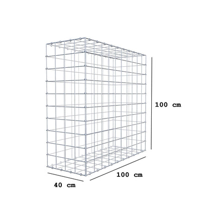 Gabion 100 cm x 100 cm x 40 cm (L x H x D), mesh size 10 x 10 cm, spiral ring