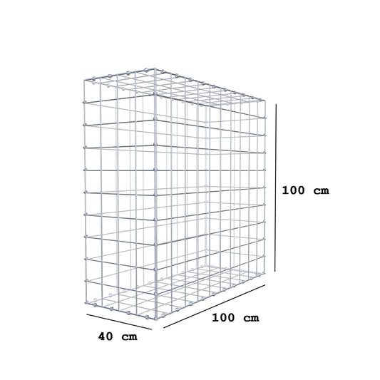 Gabbione 100 cm x 100 cm x 40 cm (L x H x P), maglia 10 x 10 cm, anello a spirale