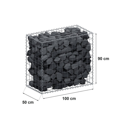 Schanskorf 100 cm x 90 cm x 50 cm (L x H x D), maaswijdte 10 cm x 10 cm, spiraalvormig