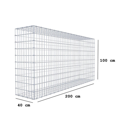 Gabion 200 cm x 100 cm x 40 cm (L x H x P), mailles 5 x 10 cm, anneau en spirale