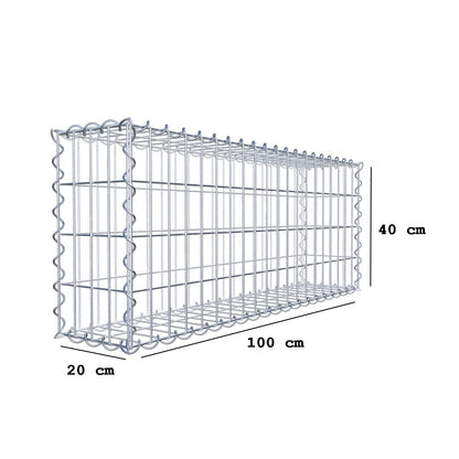 2er Set Gabionen 100 cm x 40 cm x 20 cm (L x H x T), Maschenweite 5 x 10 cm, Spirale