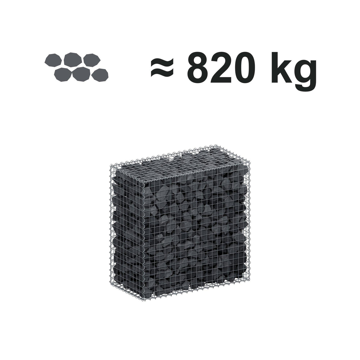 Gabion 100 cm x 100 cm x 50 cm (L x H x P), mailles 5 cm x 5 cm, spirale