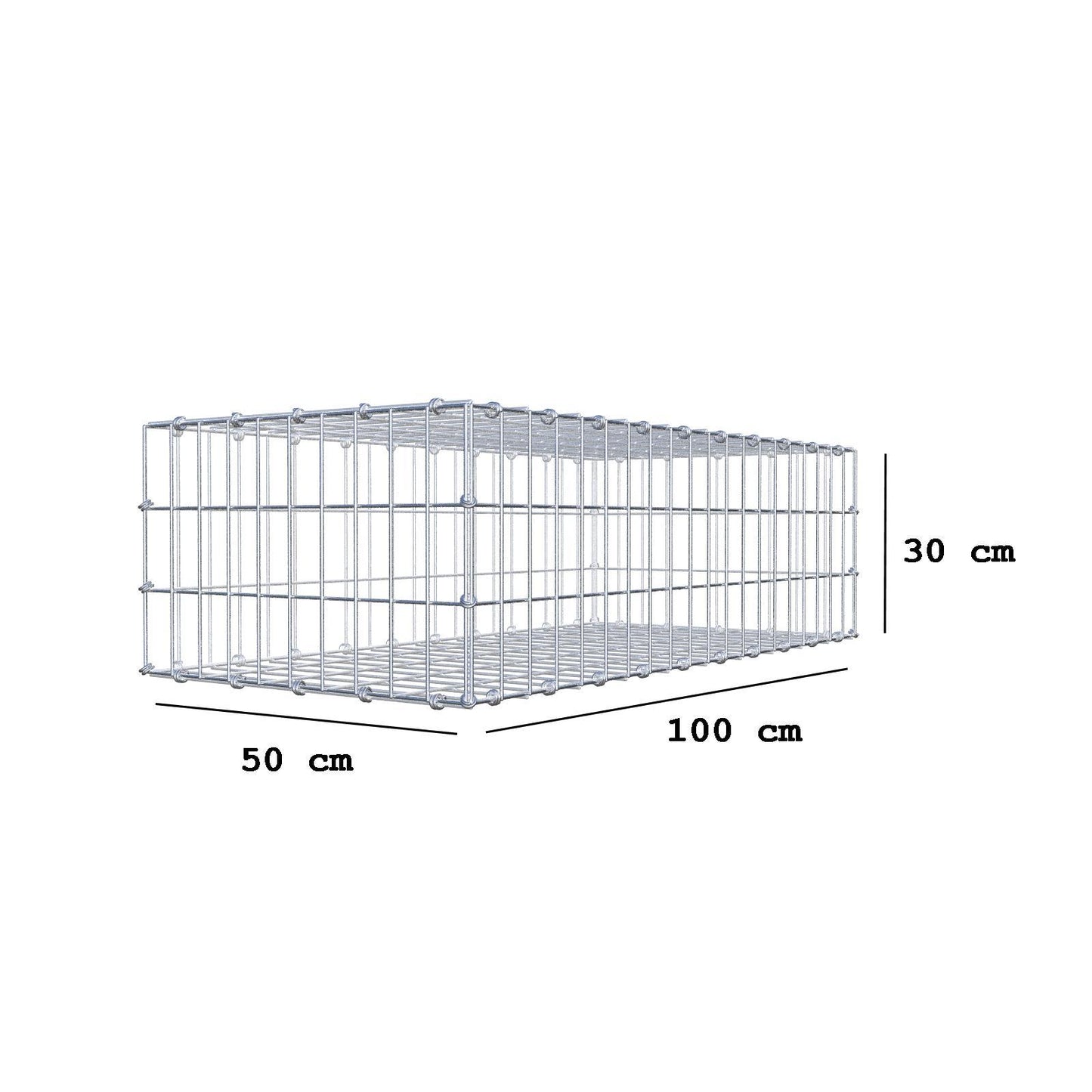 Schanskorf 100 cm x 30 cm x 50 cm (L x H x D), maaswijdte 5 x 10 cm, spiraalring