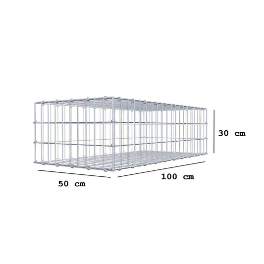 Gabione 100 cm x 30 cm x 50 cm (L x H x T), Maschenweite 5 x 10 cm, Spiralring