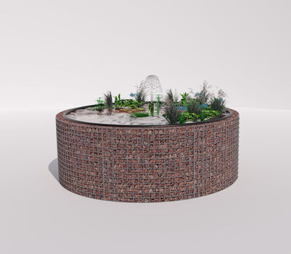 Schanskorf verhoogde vijver, rond, buitendiameter 232 cm, hoogte 80 cm, maaswijdte 5 x 5 cm, wanddikte 15 cm