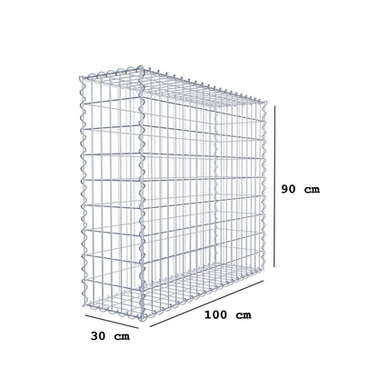 Gabião 100 cm x 90 cm x 30 cm (C x A x P), malhagem 5 cm x 10 cm, espiral