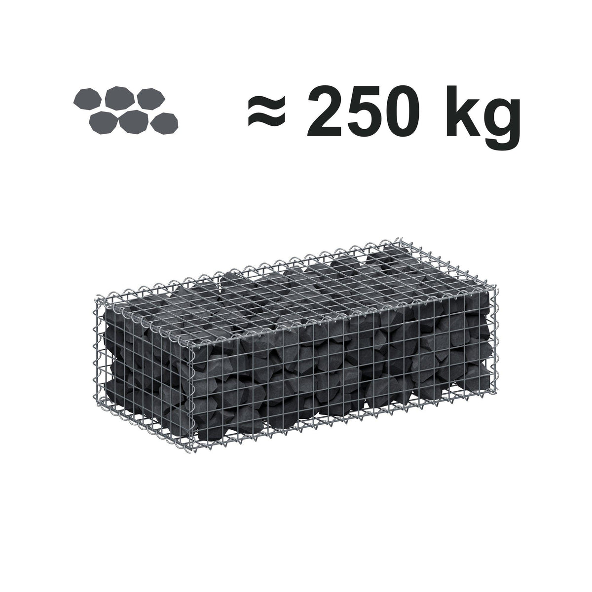 Gabião 100 cm x 30 cm x 50 cm (C x A x P), malhagem 5 cm x 5 cm, espiral