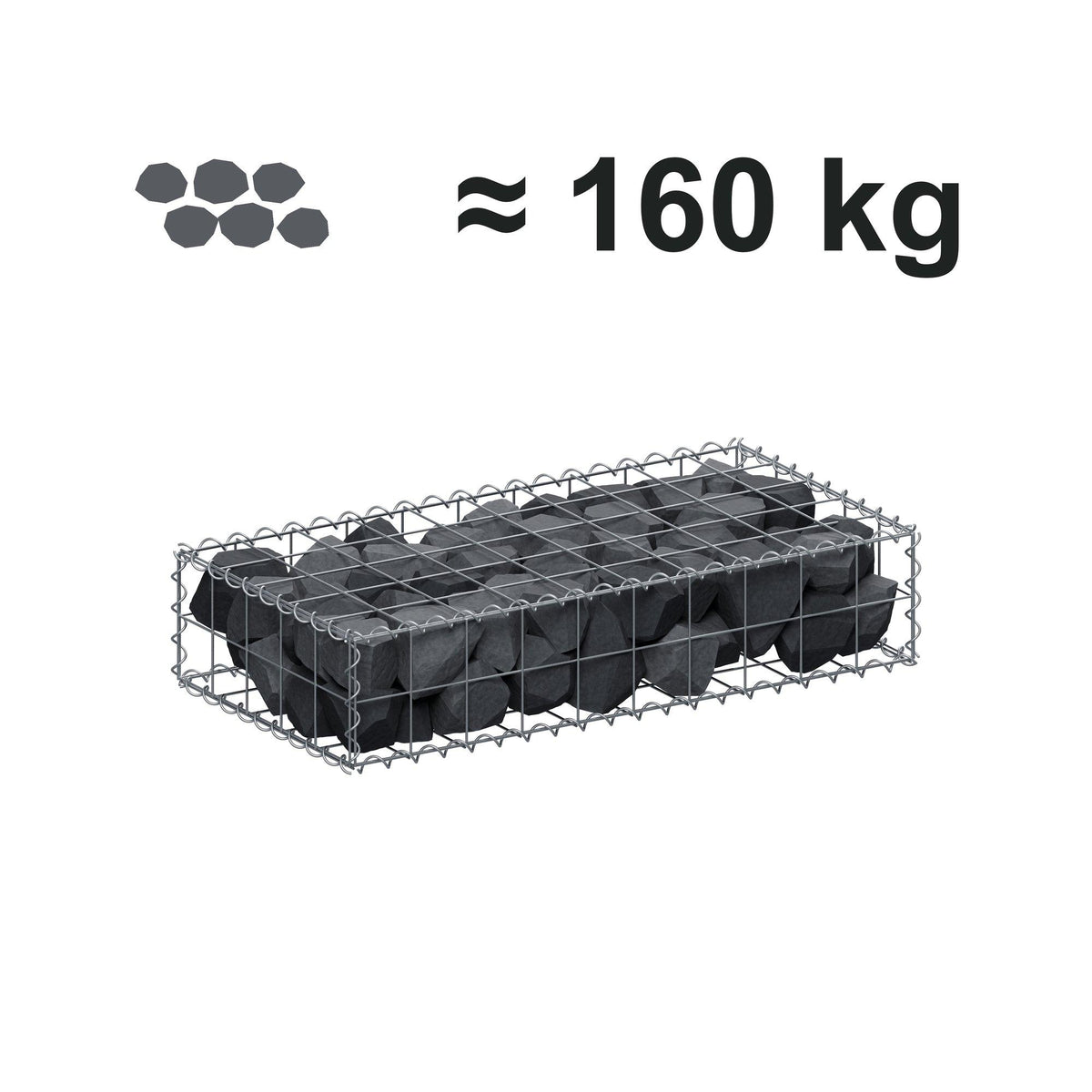 Gabion 100 cm x 20 cm x 50 cm (L x H x D), maskestørrelse 10 cm x 10 cm, spiral