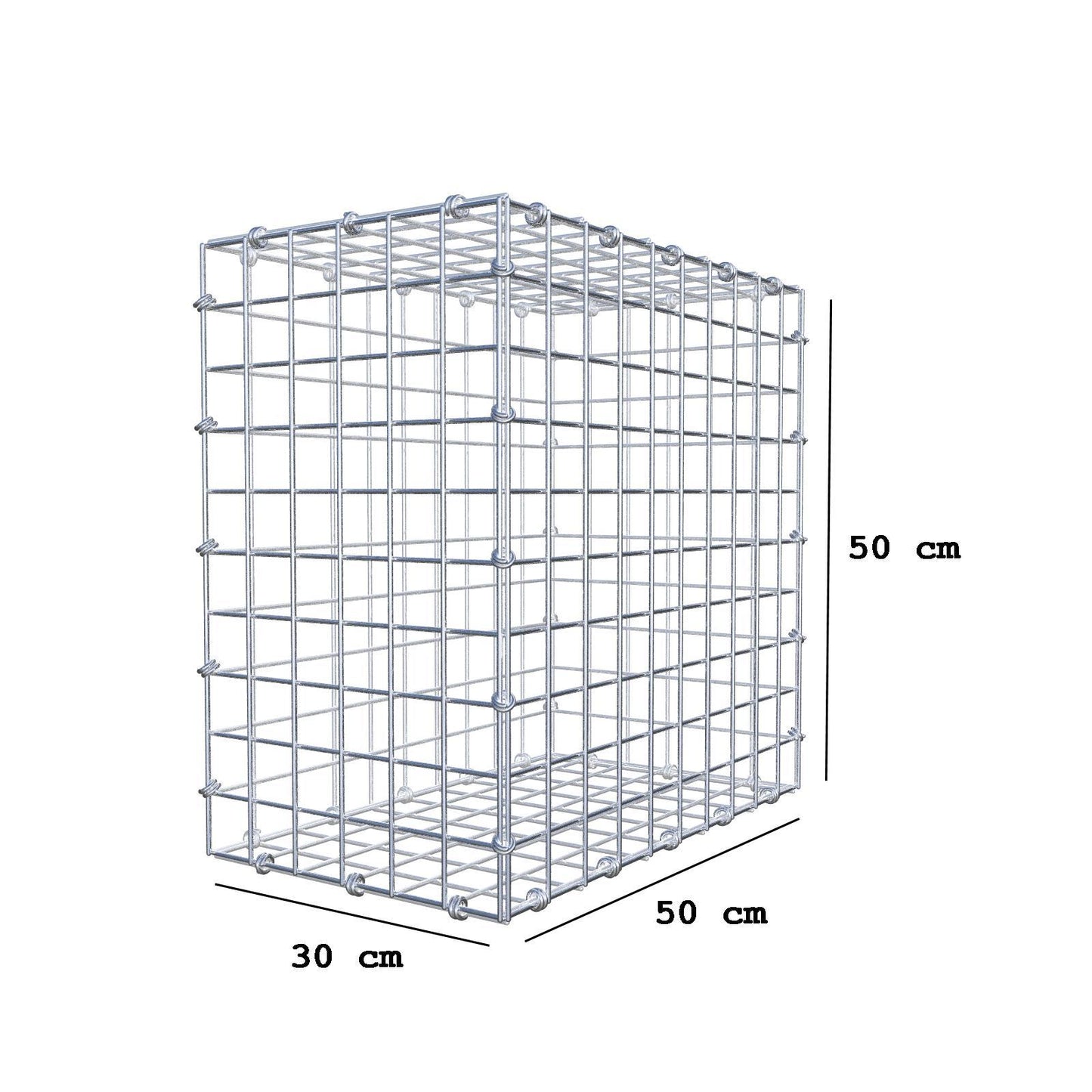 Gabion 50 cm x 50 cm x 30 cm (L x H x D), mesh size 5 x 5 cm, spiral ring