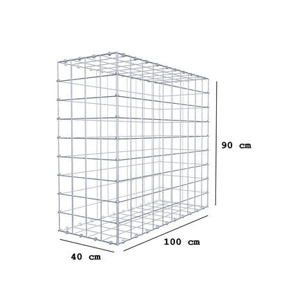 Gabion 100 cm x 90 cm x 40 cm (L x H x D), maskstorlek 10 x 10 cm, spiralring