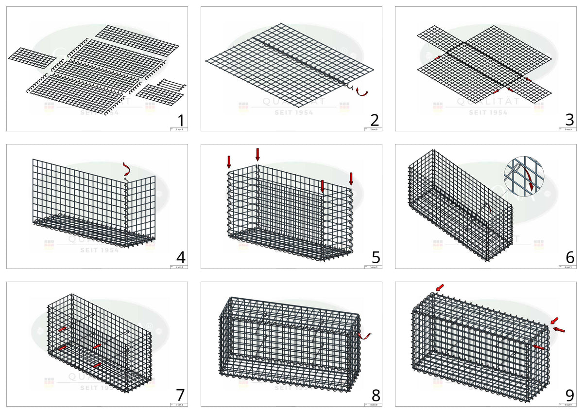 Gabion 100 cm x 70 cm x 20 cm (L x H x P), mailles 5 cm x 5 cm, spirale