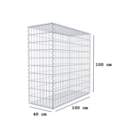 Schanskorf 100 cm x 100 cm x 40 cm (L x H x D), maaswijdte 5 cm x 10 cm, spiraalvormig