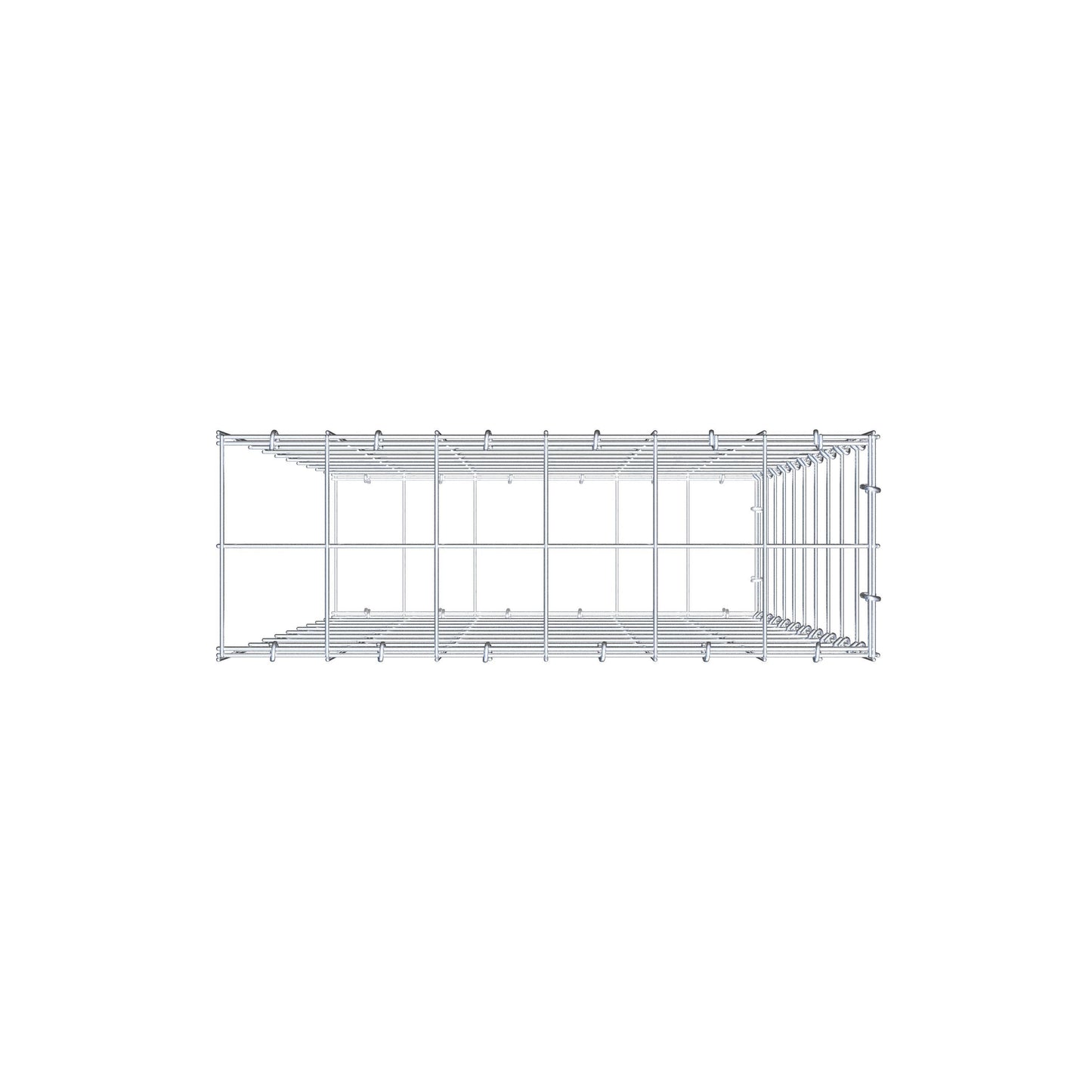 Type 2 oplegkorf 100 cm x 60 cm x 20 cm (L x H x D), maaswijdte 10 cm x 10 cm, C-ring
