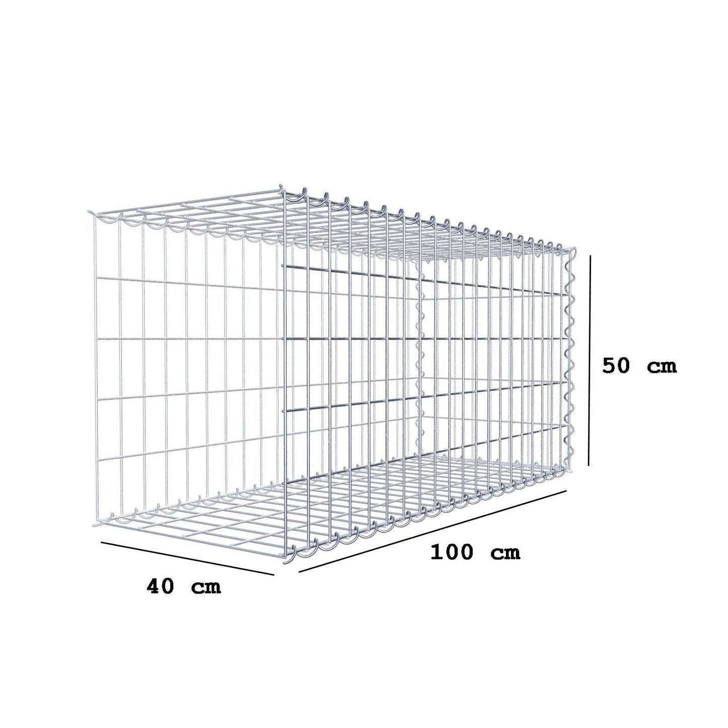 Gavión complementario tipo 2 100 cm x 50 cm x 40 cm (L x A x P), malla 5 cm x 10 cm, espiral