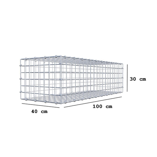 Gabion 100 cm x 30 cm x 40 cm (L x H x D), maskstorlek 5 x 5 cm, spiralring
