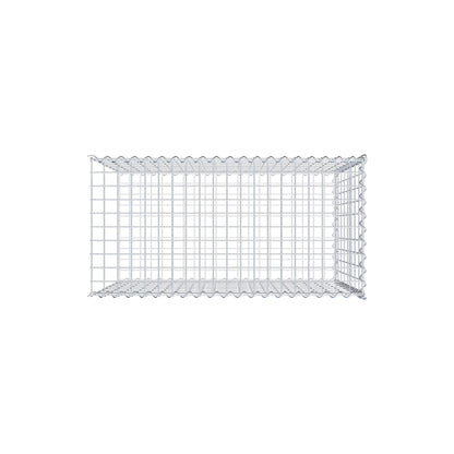 Opbouw schanskorf type 2 100 cm x 80 cm x 50 cm (L x H x D), maaswijdte 5 cm x 10 cm, spiraalvormig